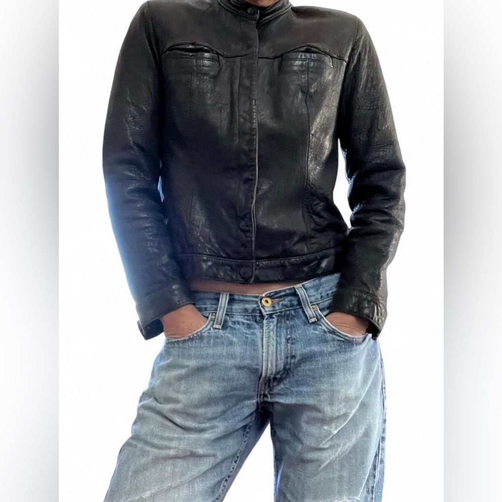Vintage Lambskin Leather Jacket Tailored 
Moto Fit